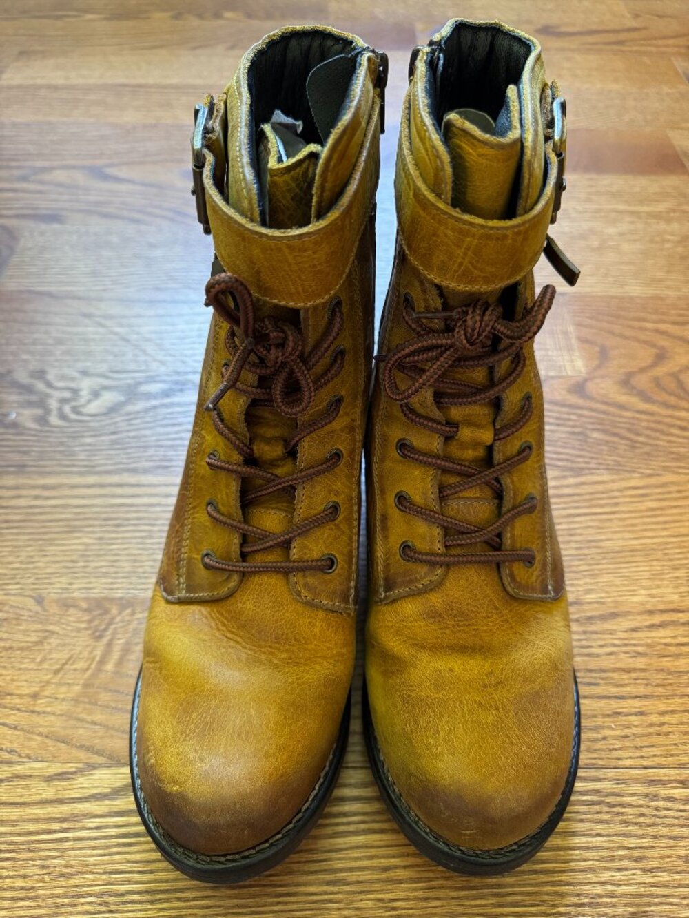 Taos Crave Camel Leather Combat Moto Boots EU 41 US 10-10.5
